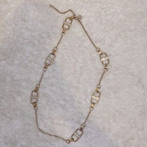 Ann Taylor 30” gold colored chunky chain link necklace with gems
